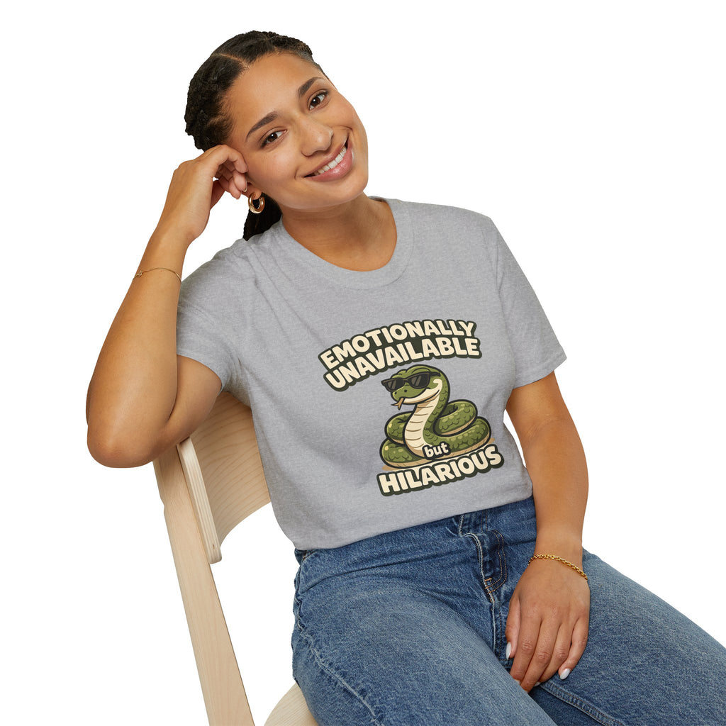 "Emotionally Unavailable But Hilarious" Snake T-Shirt