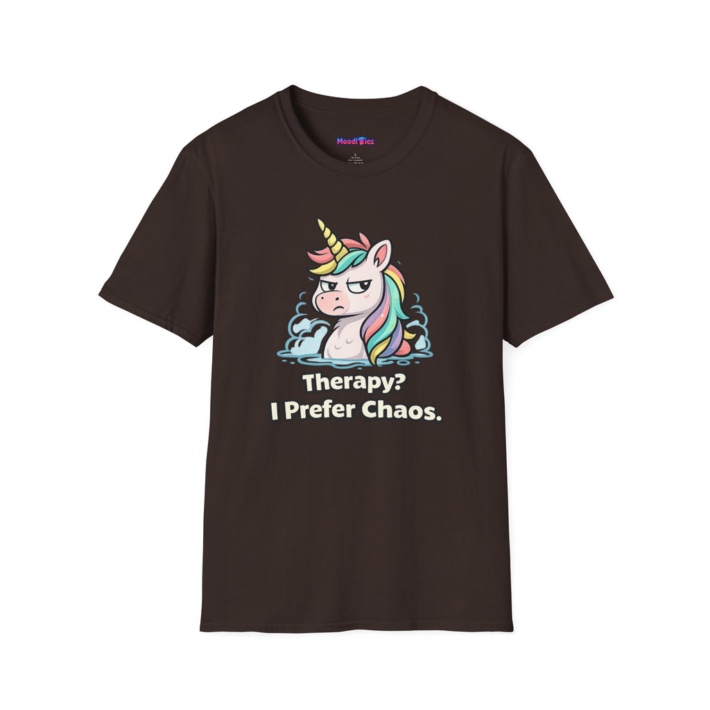"Therapy? I Prefer Chaos." Unicorn T-Shirt