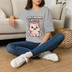 "Don't Worry, I Bite." Fanged Kawaii Kitty T-Shirt