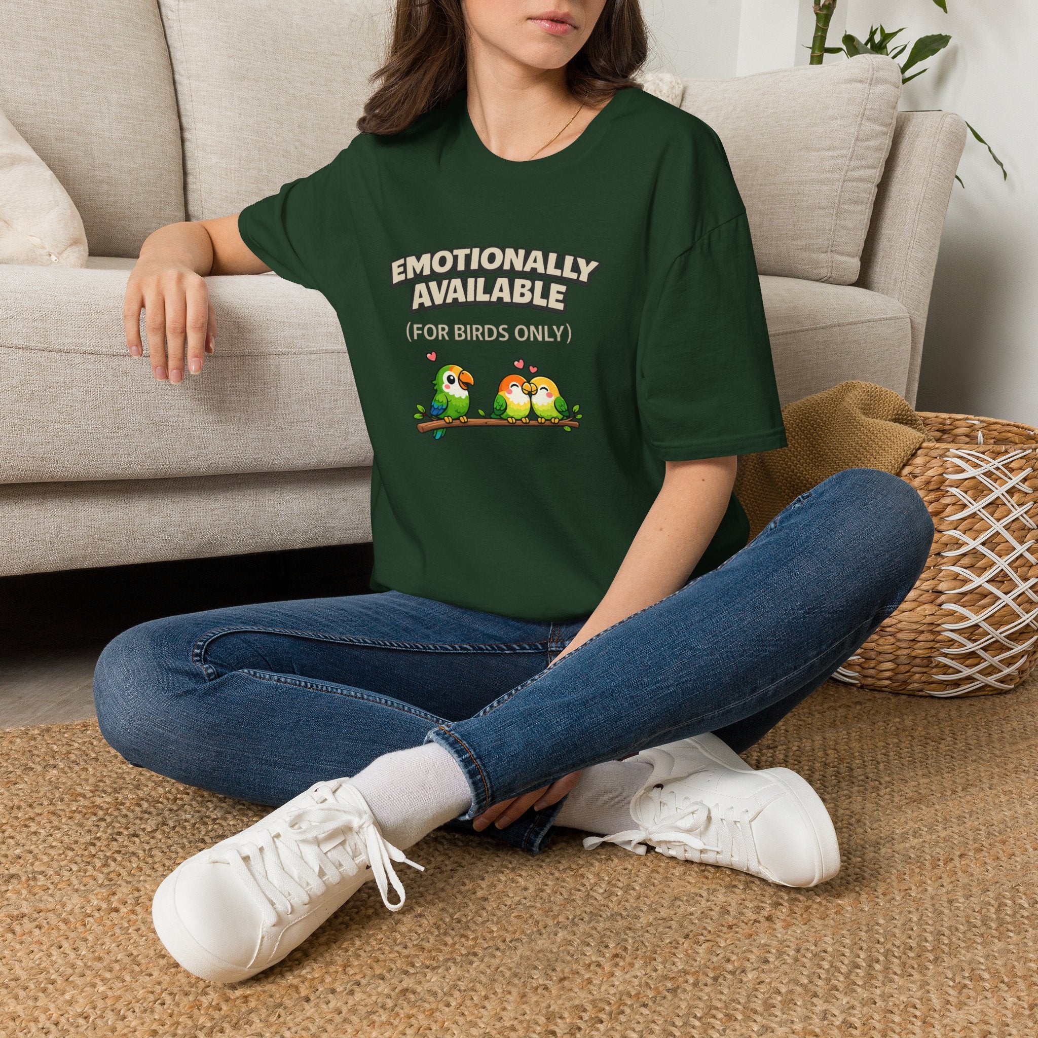 "Emotionally Available (For Birds Only)" Parrot and Love Birds T-Shirt