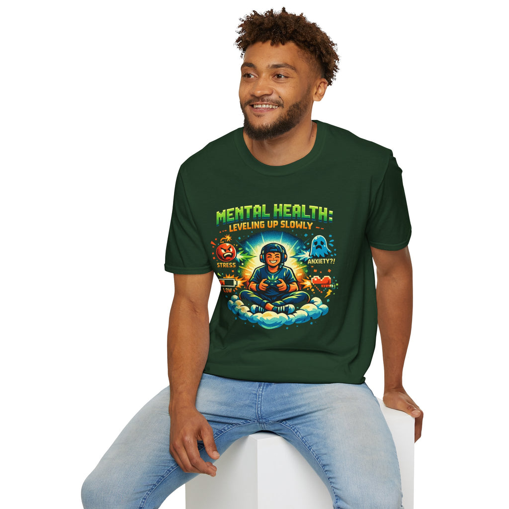 "Mental Health: Leveling Up Slowly" Retro Gamer T-Shirt