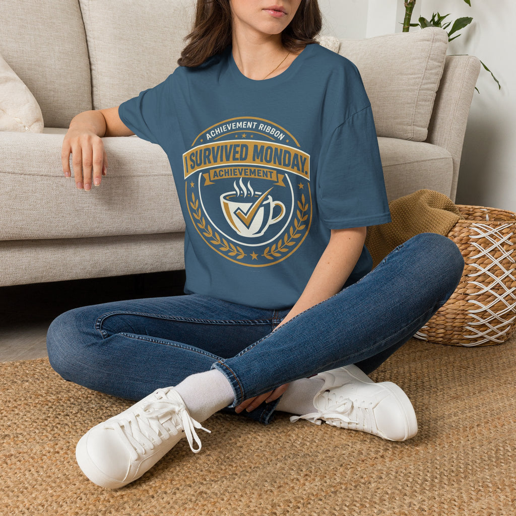 "I Survived Monday" Achievement Ribbon T-Shirt
