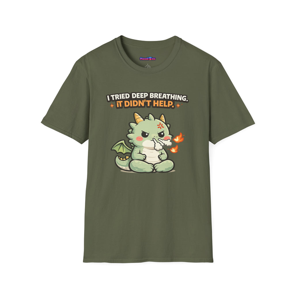 "I Tried Deep Breathing" Snorting Baby Dragon T‑Shirt
