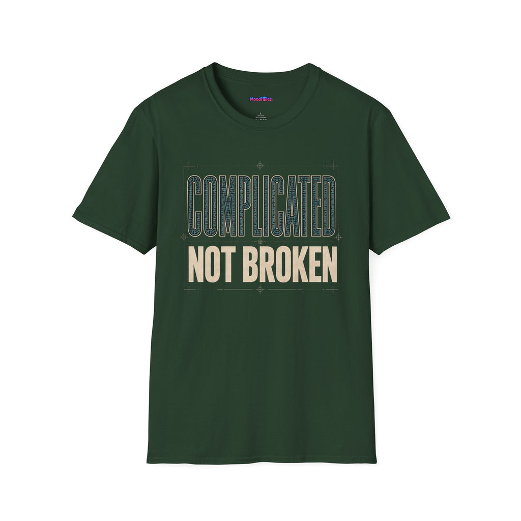 "Complicated, Not Broken" Maze Letters T‑Shirt