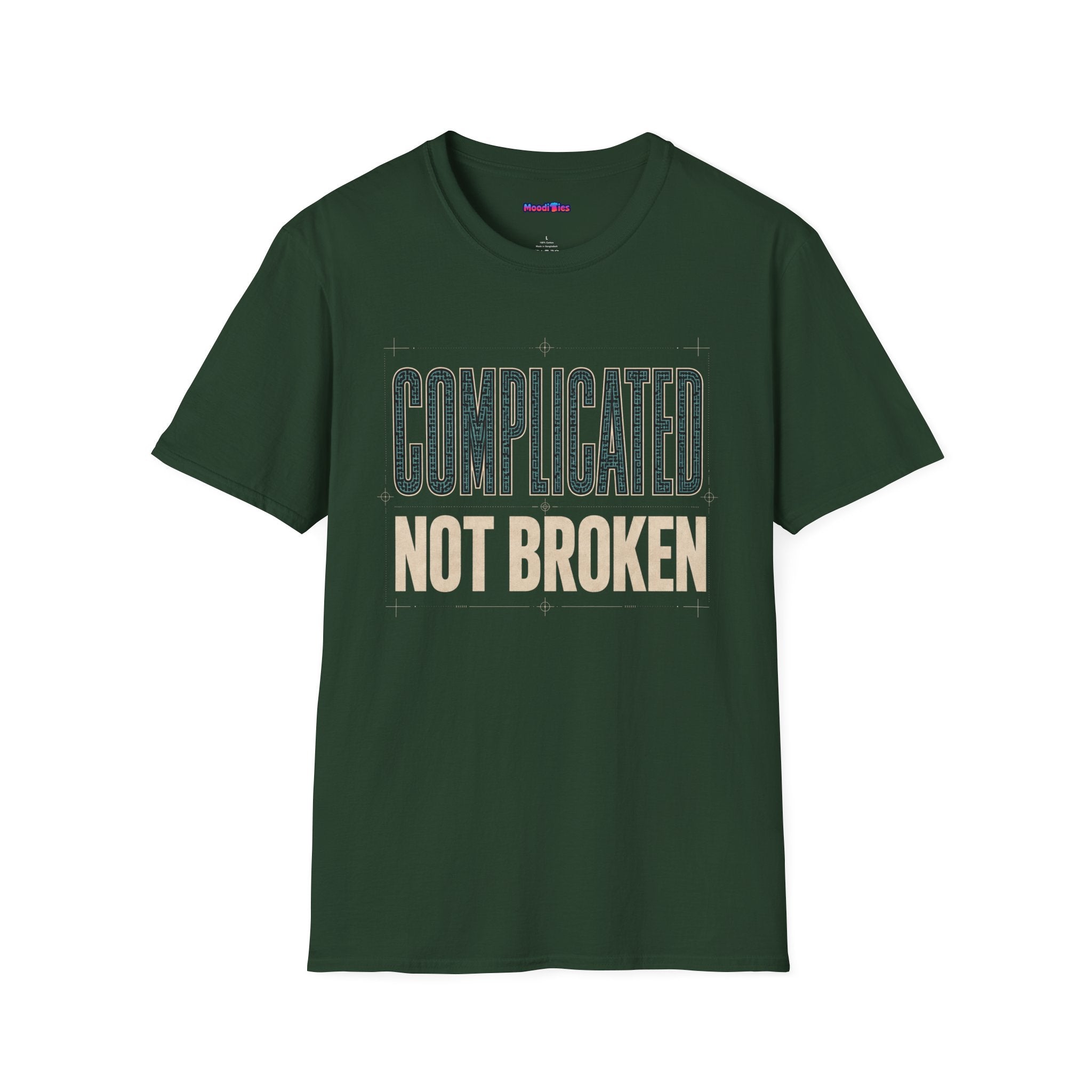 "Complicated, Not Broken" Maze Letters T‑Shirt