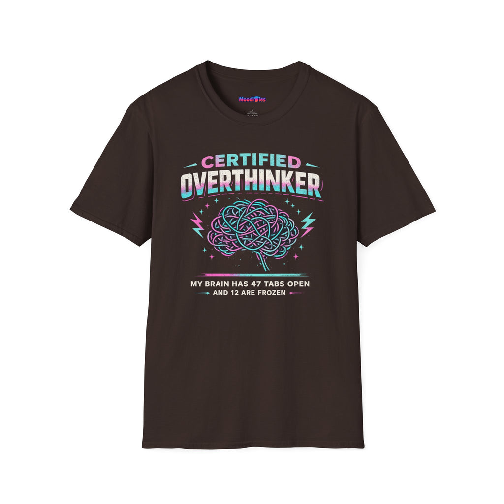 "Certified Overthinker" Retro Brain Graphic T-Shirt