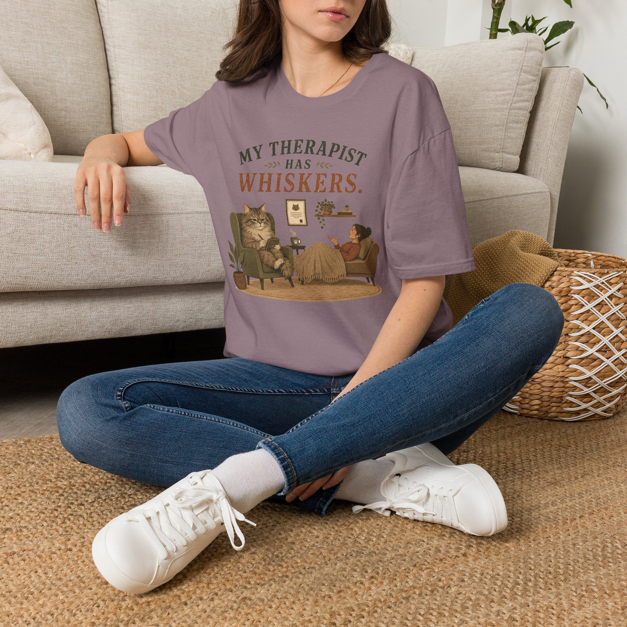 "My Therapist Has Whiskers." Therapy Cat T-Shirt