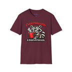 "Overstimulated & Armed with Sarcasm" Raccoon with Coffee T-Shirt