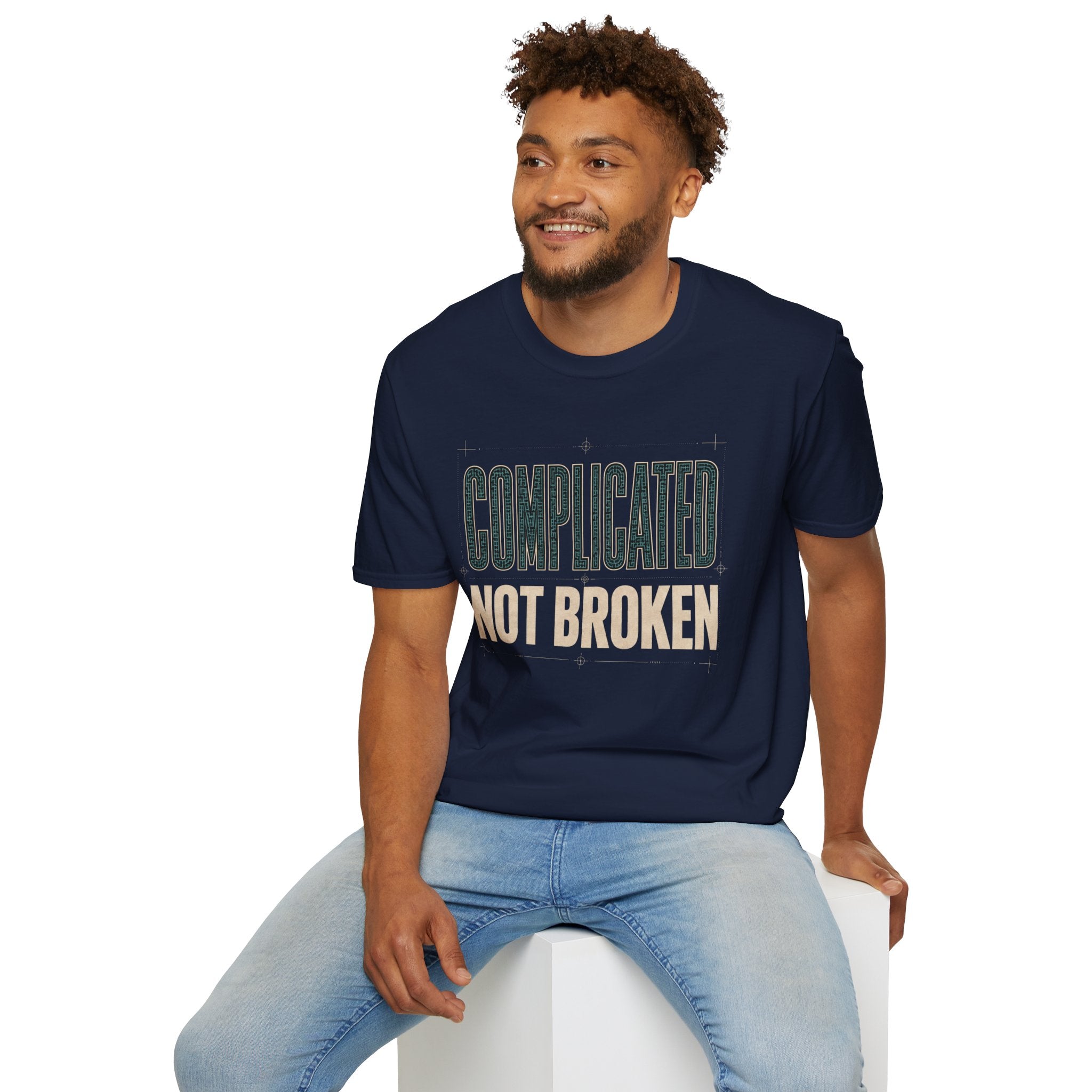 "Complicated, Not Broken" Maze Letters T‑Shirt