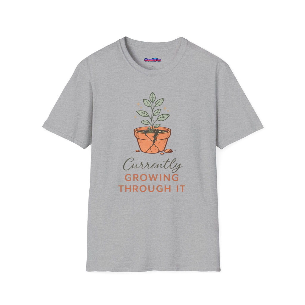 "Currently Growing Through It" Broken Potted Plant T-Shirt