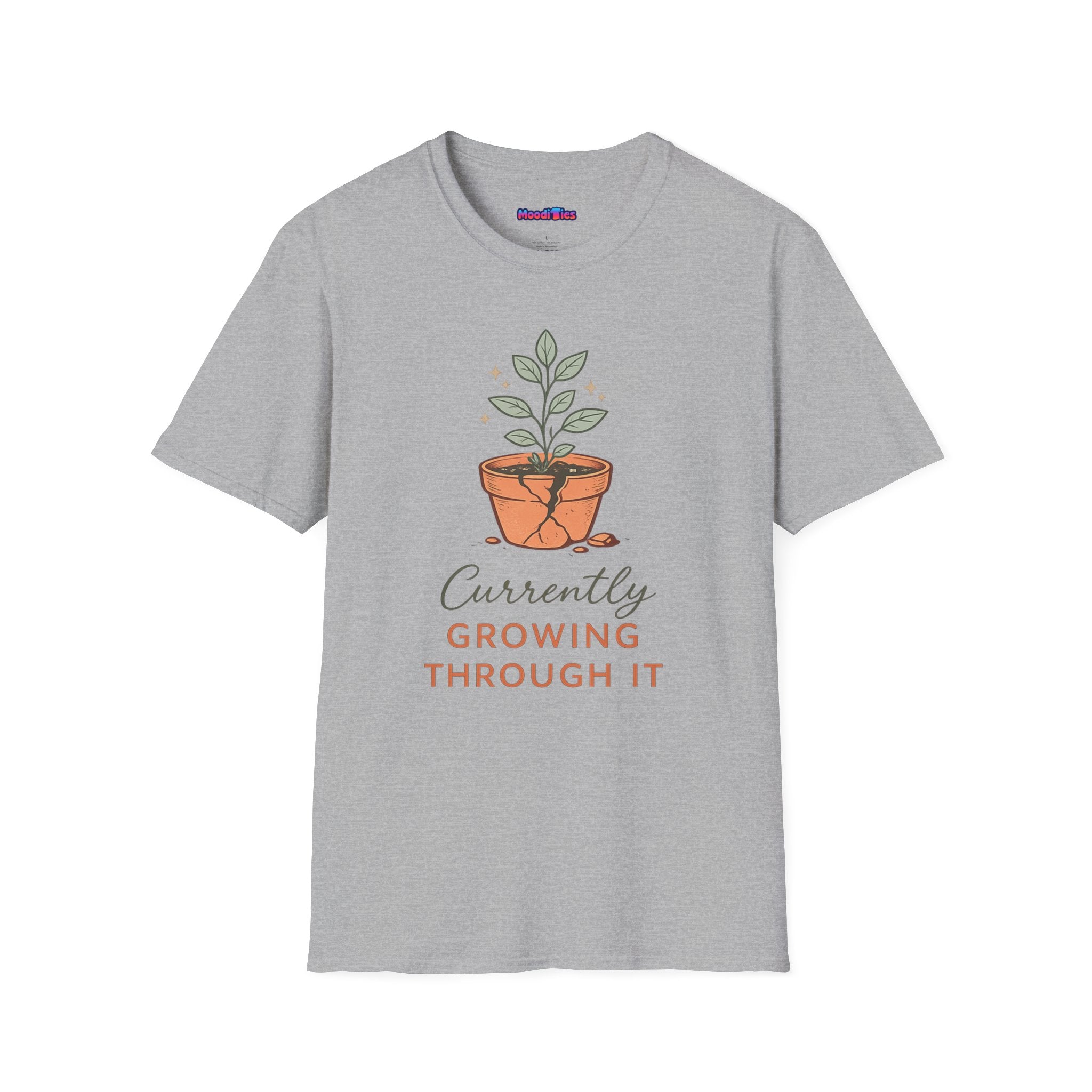 "Currently Growing Through It" Broken Potted Plant T-Shirt
