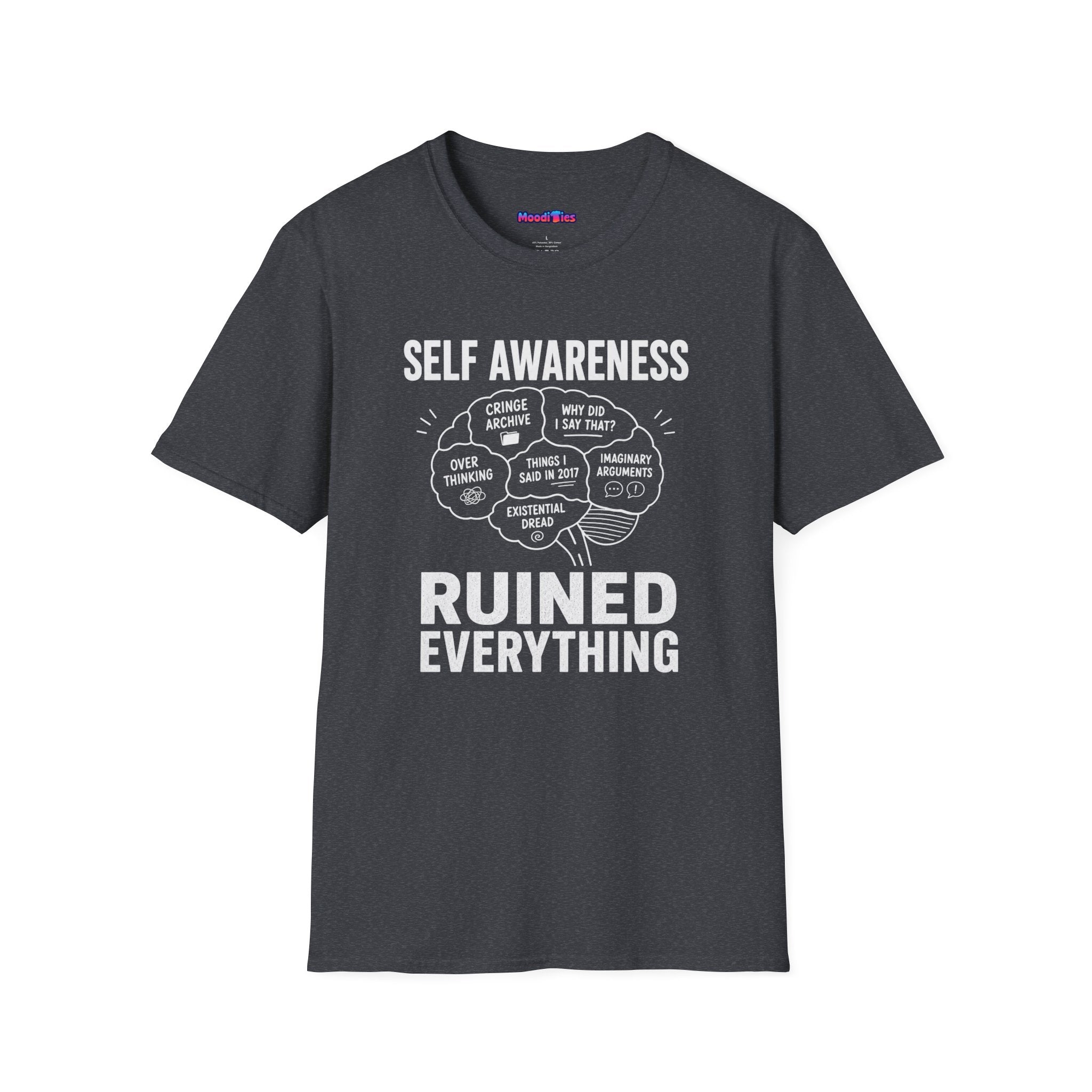 "Self-Awareness Ruined Everything" Brain Map T-Shirt