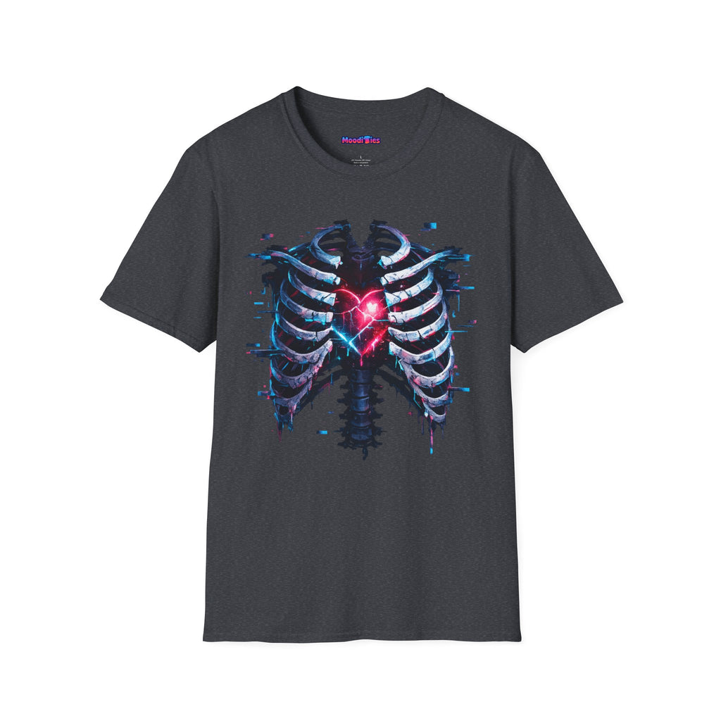 Ribcage Heart T-Shirt — Neon X-Ray Anatomical Heart Graphic Tee