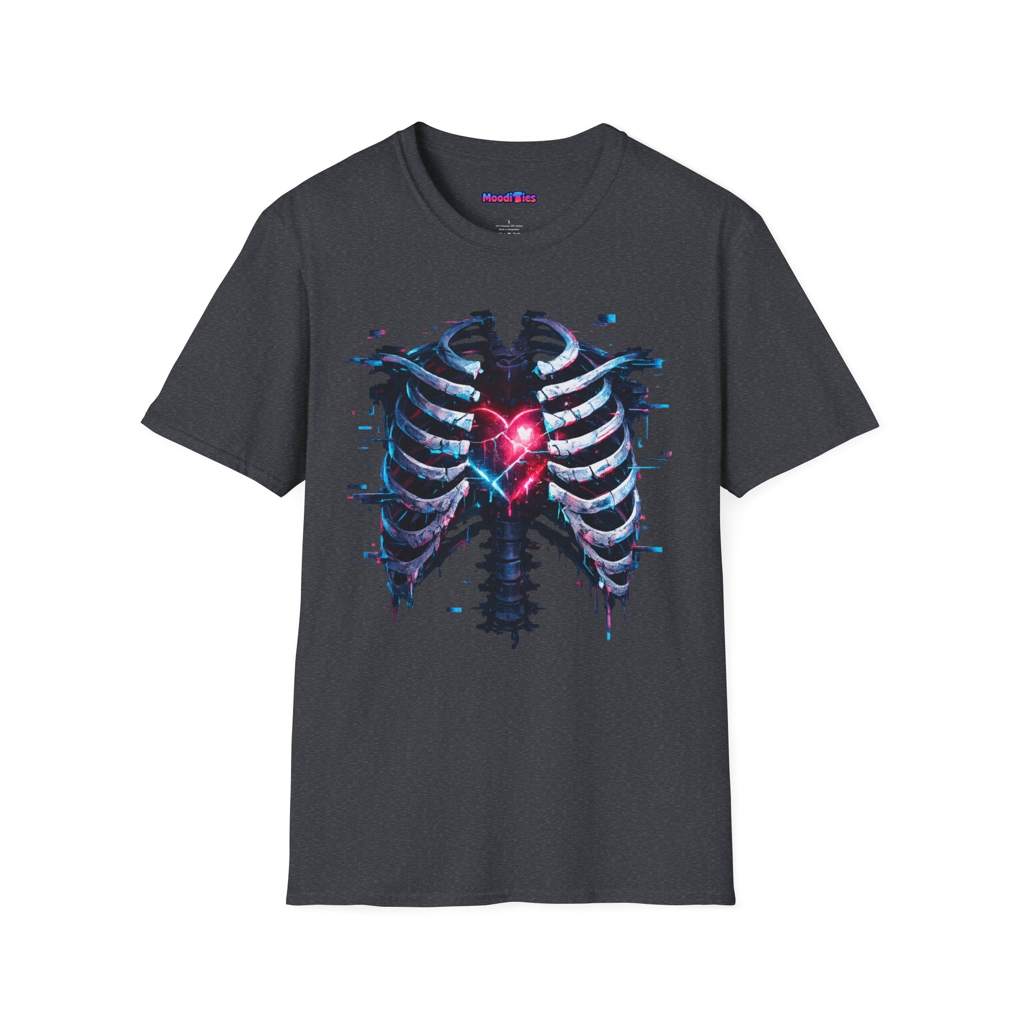 Ribcage Heart T-Shirt — Neon X-Ray Anatomical Heart Graphic Tee