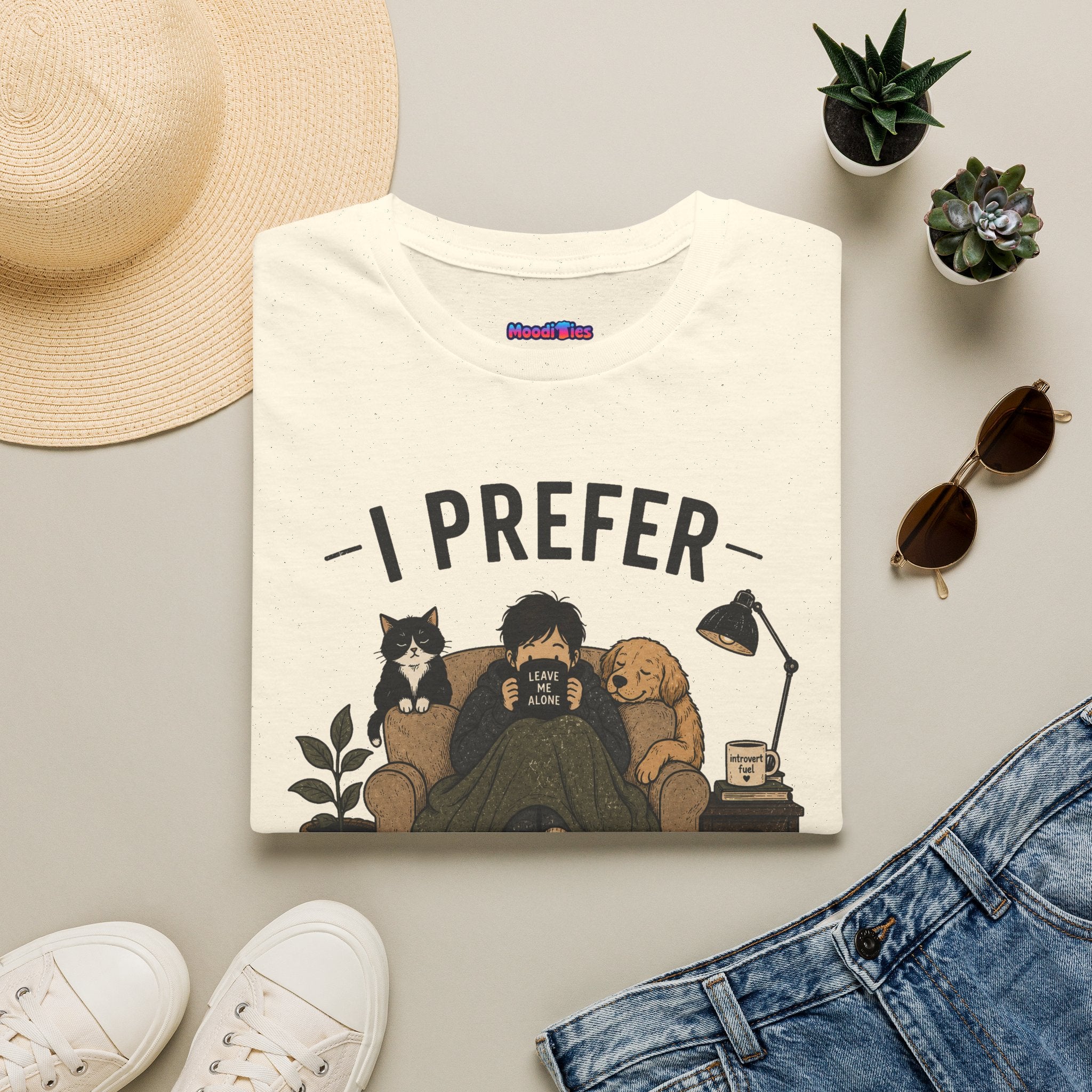 "I Prefer Animals. They Don't Ask Questions." Cozy at Home with Pets T-Shirt