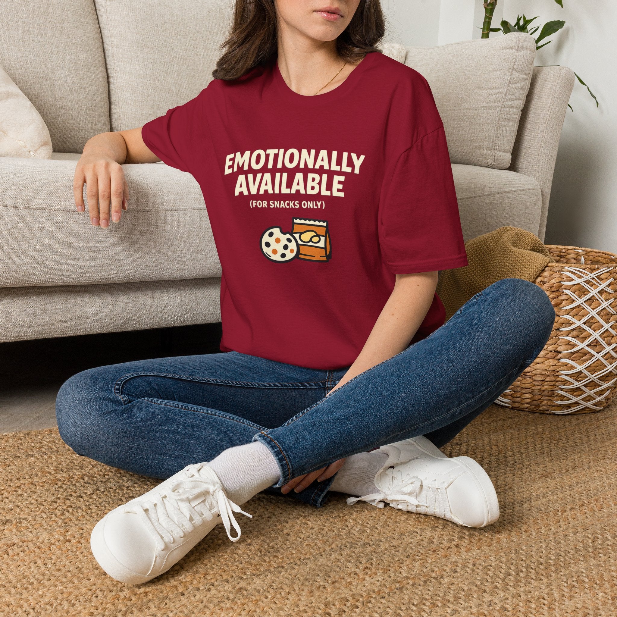 "Emotionally Available (For Snacks Only)" T-Shirt