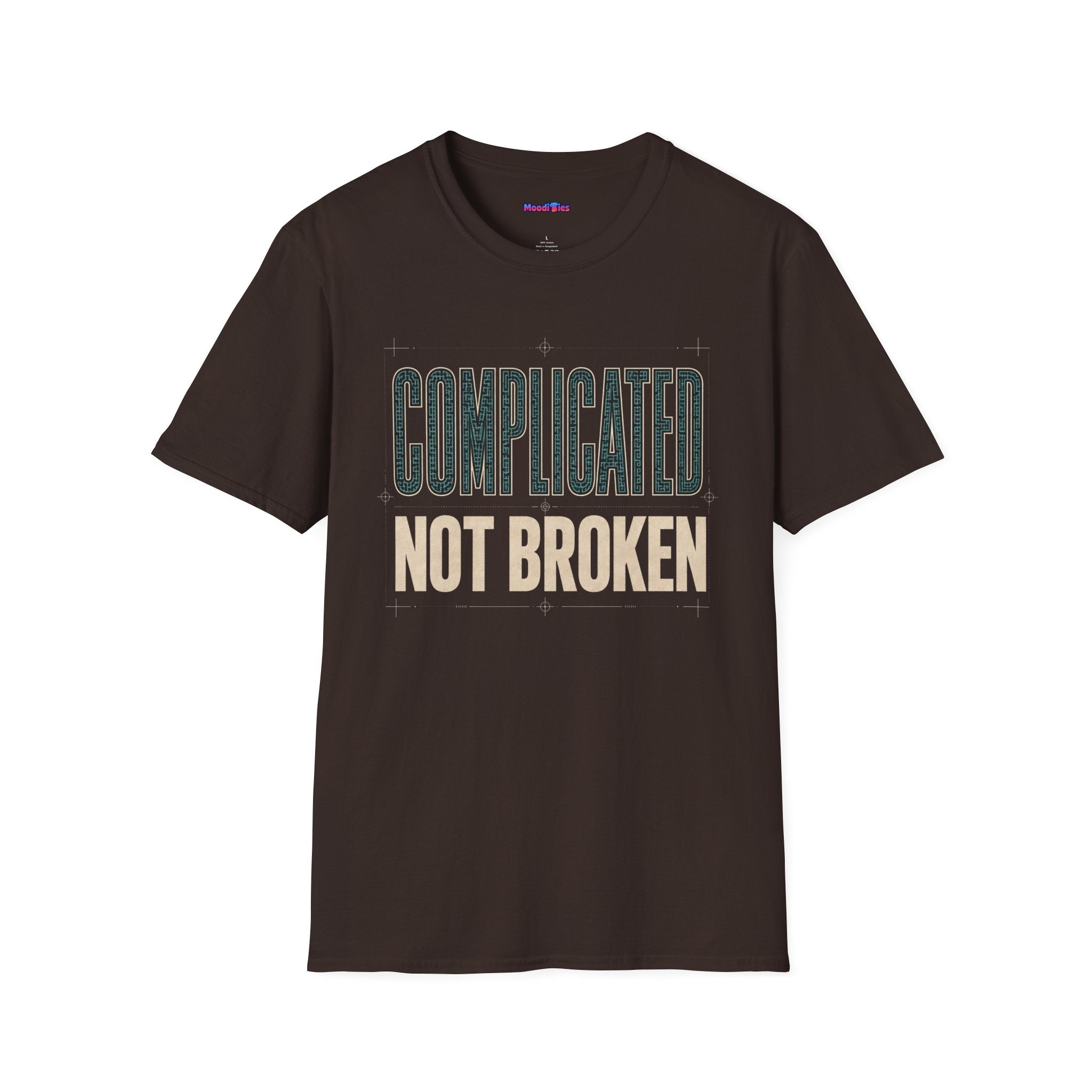 "Complicated, Not Broken" Maze Letters T‑Shirt