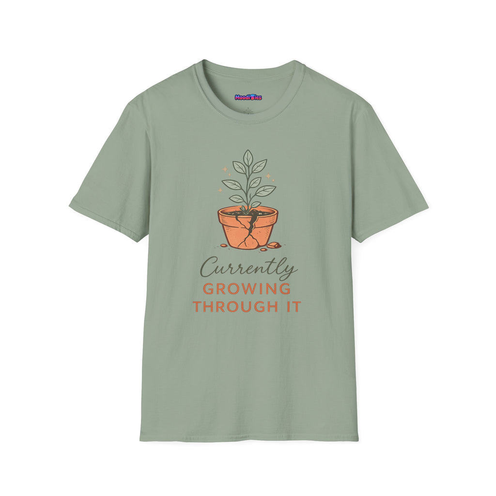 "Currently Growing Through It" Broken Potted Plant T-Shirt