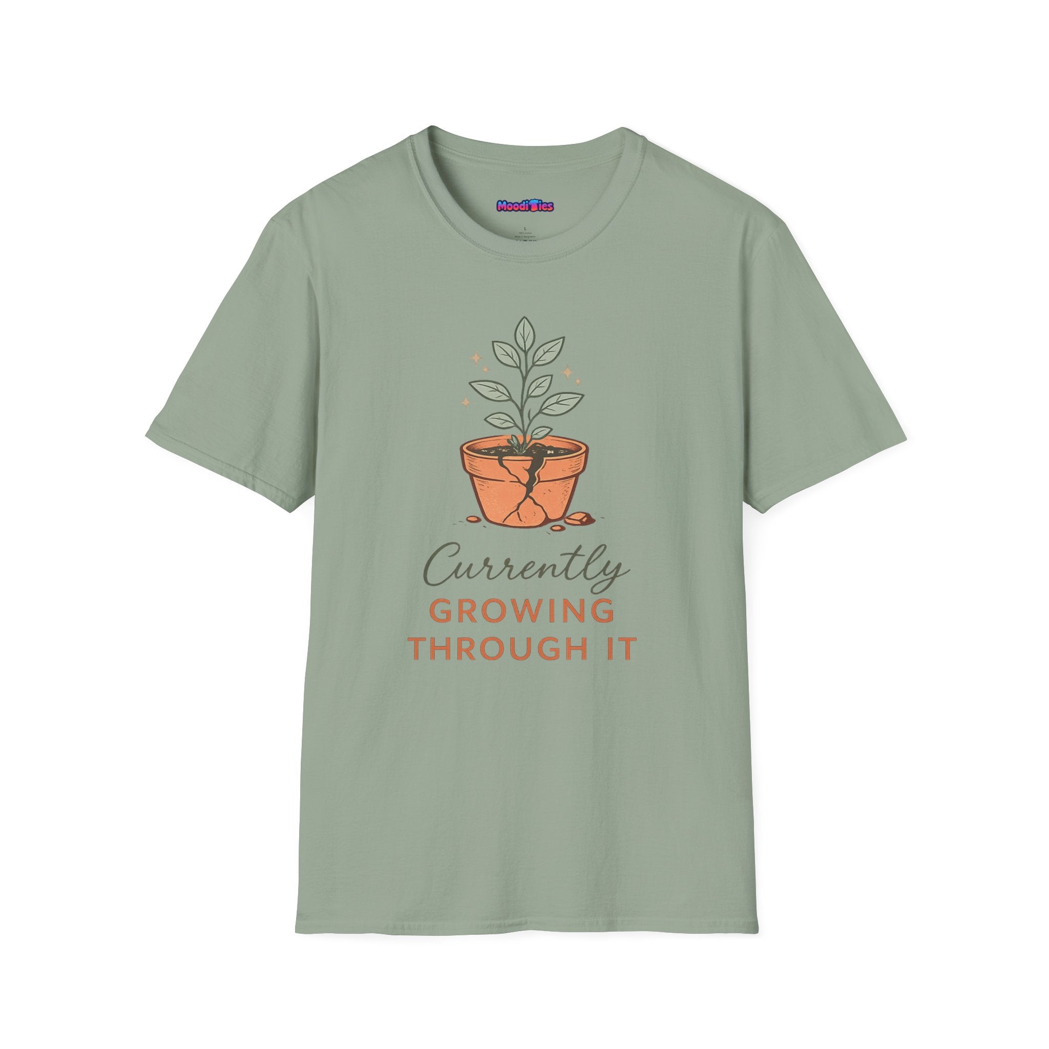 "Currently Growing Through It" Broken Potted Plant T-Shirt