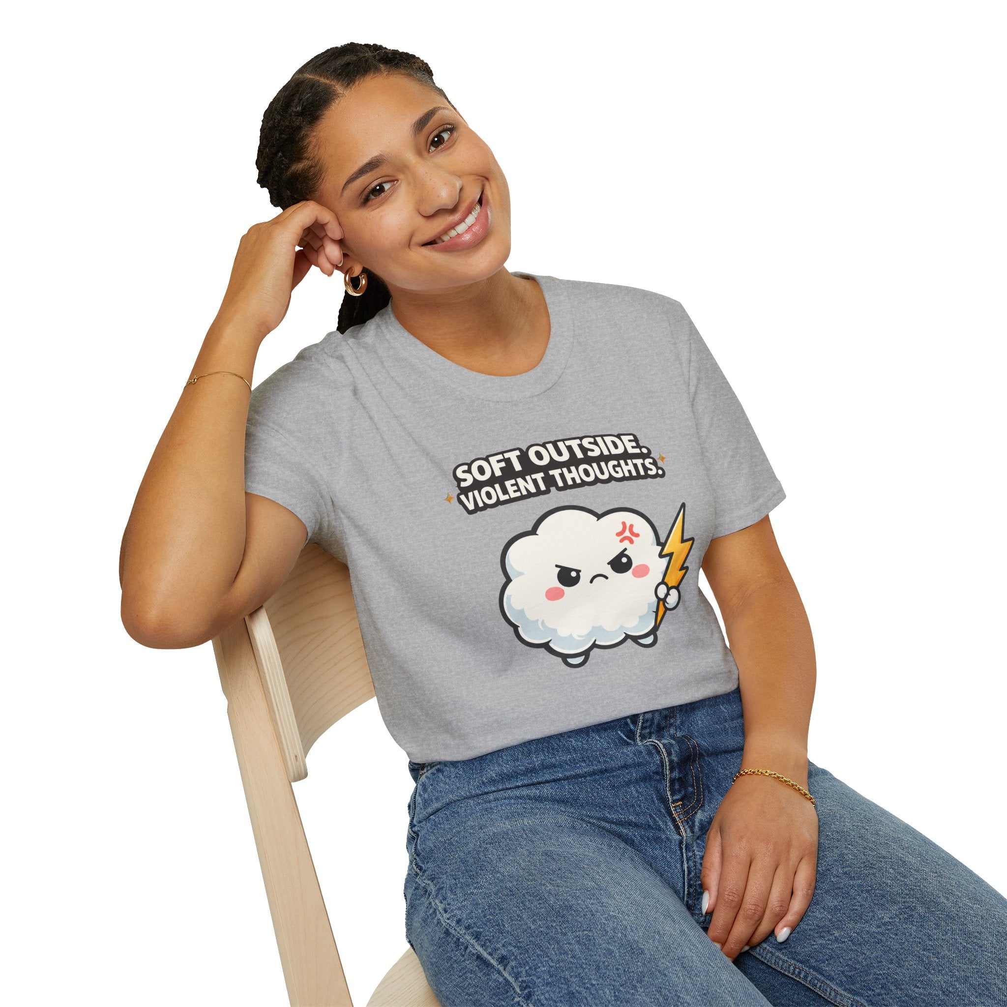 "Soft Outside. Violent Thoughts" Angry Cloud T-Shirt
