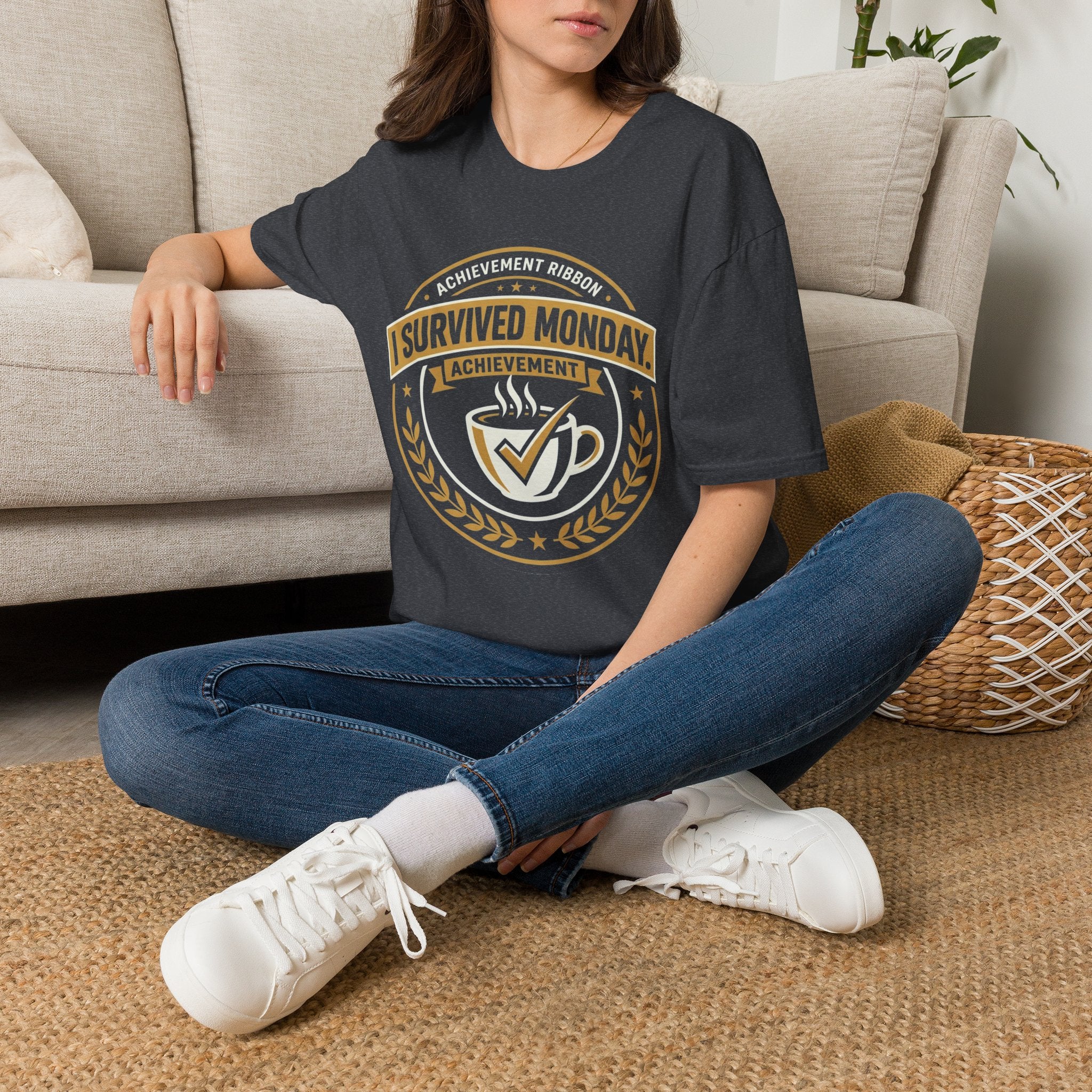 "I Survived Monday" Achievement Ribbon T-Shirt