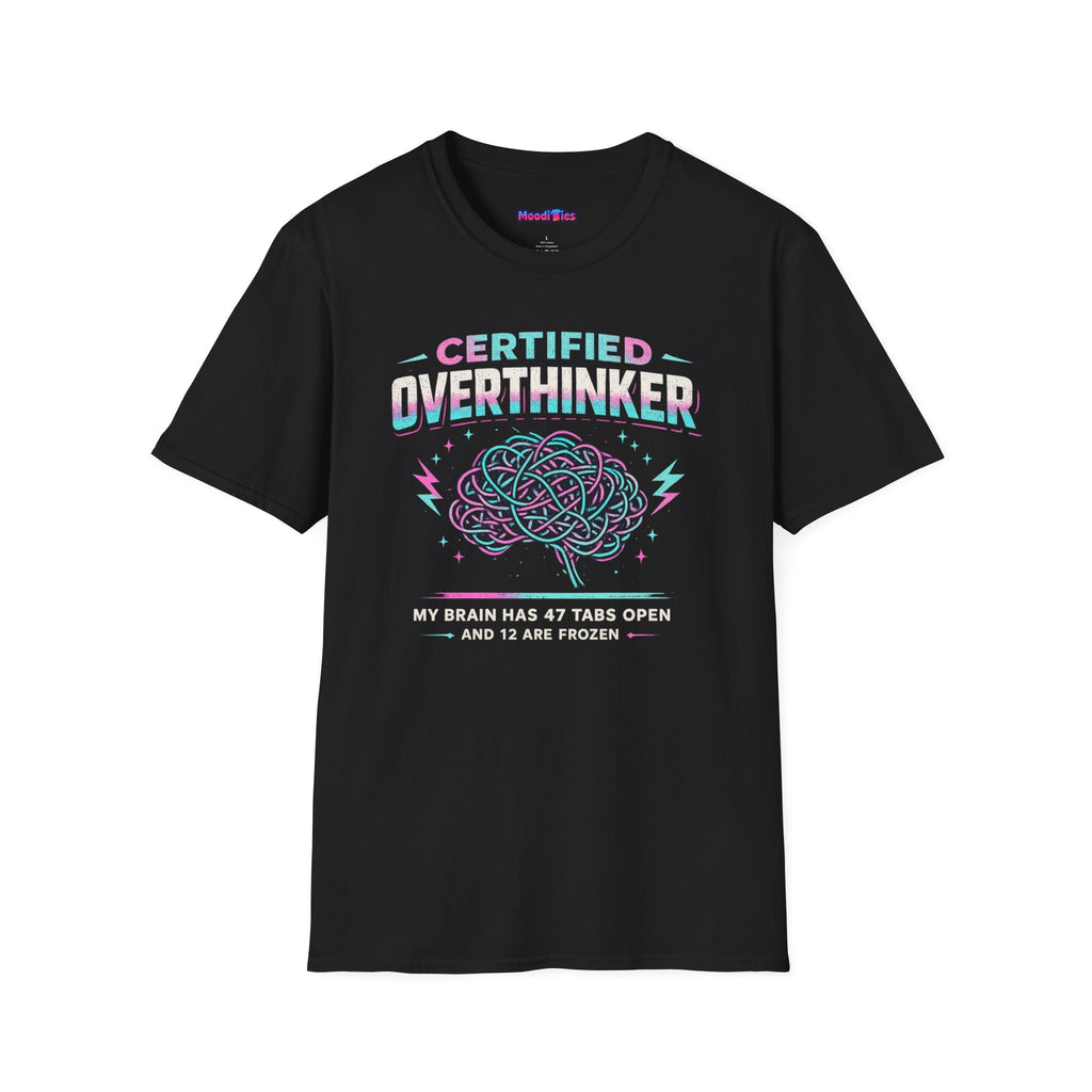 "Certified Overthinker" Retro Brain Graphic T-Shirt