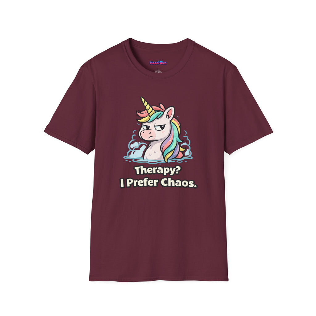 "Therapy? I Prefer Chaos." Unicorn T-Shirt