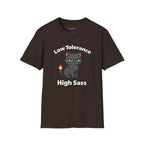 "Low Tolerance, High Sass" Black Cat T-Shirt