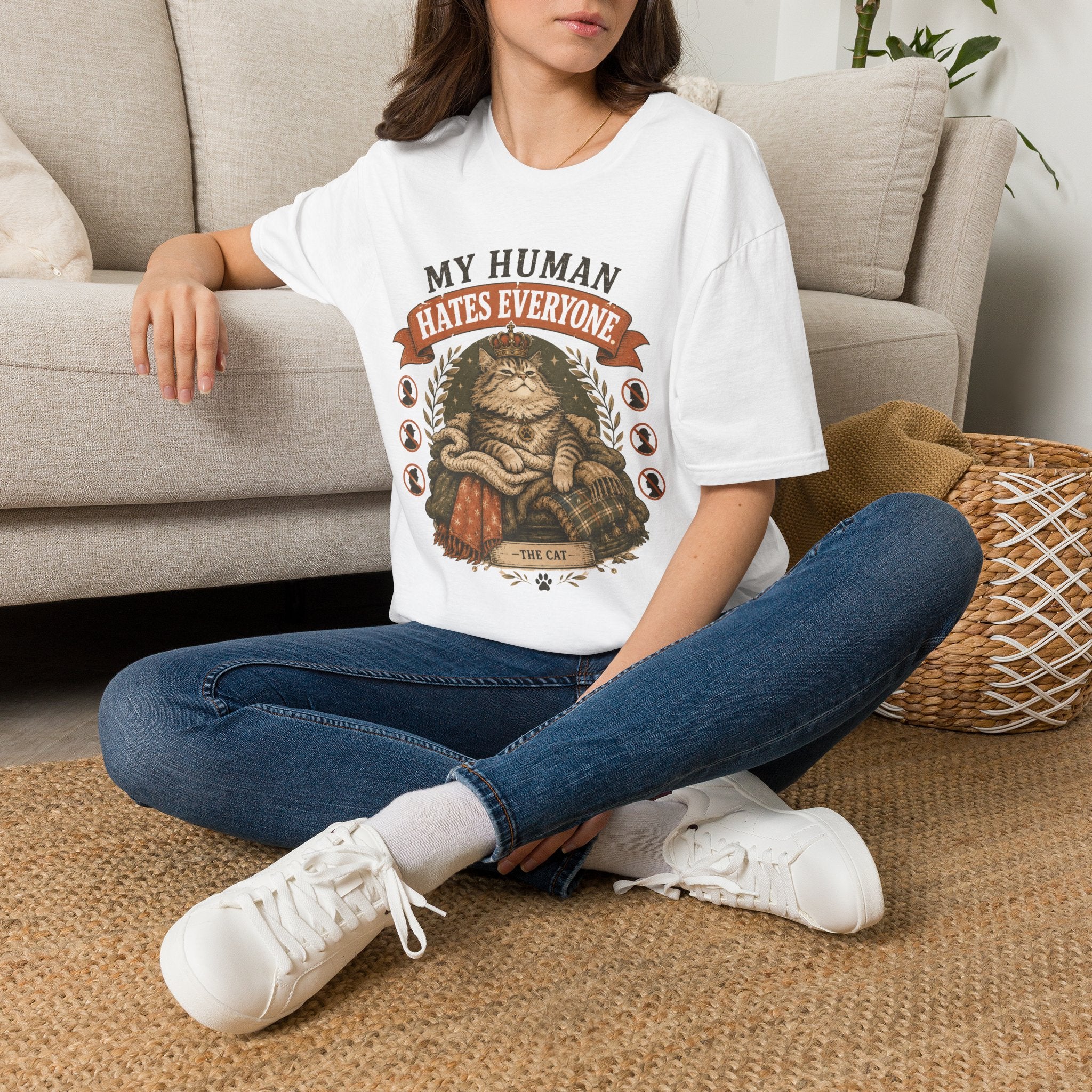 "My Human Hates Everyone." Smug Fat Cat T-Shirt