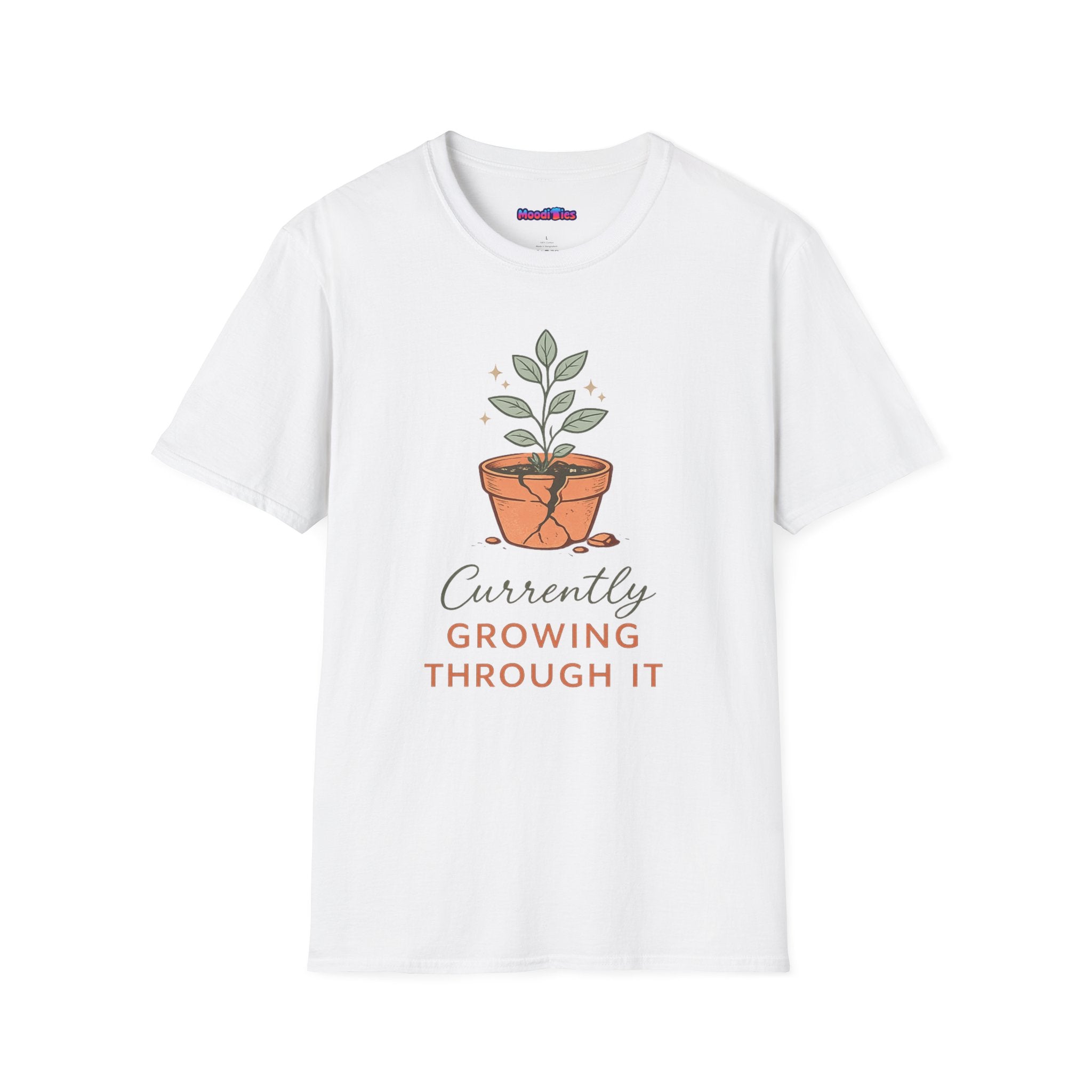 "Currently Growing Through It" Broken Potted Plant T-Shirt