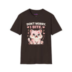 "Don't Worry, I Bite." Fanged Kawaii Kitty T-Shirt