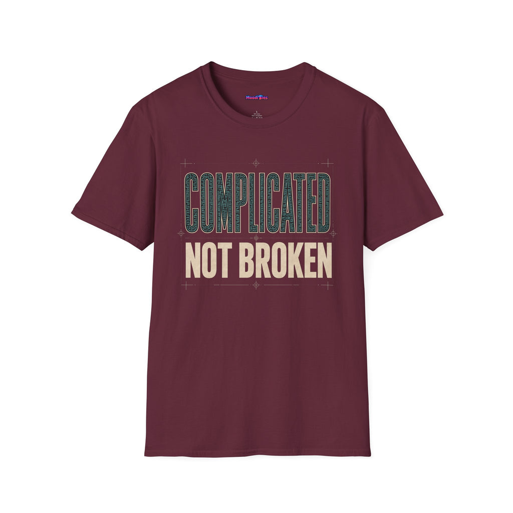 "Complicated, Not Broken" Maze Letters T‑Shirt
