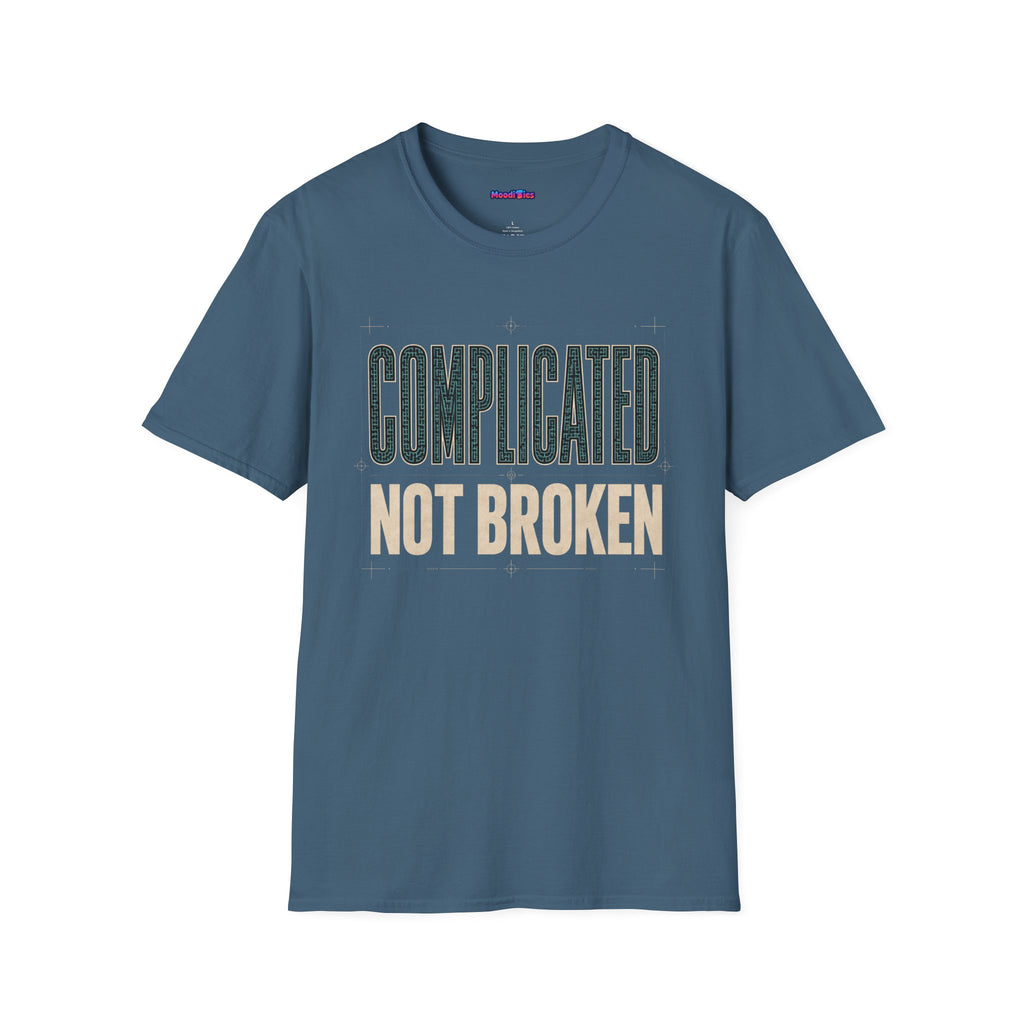 "Complicated, Not Broken" Maze Letters T‑Shirt