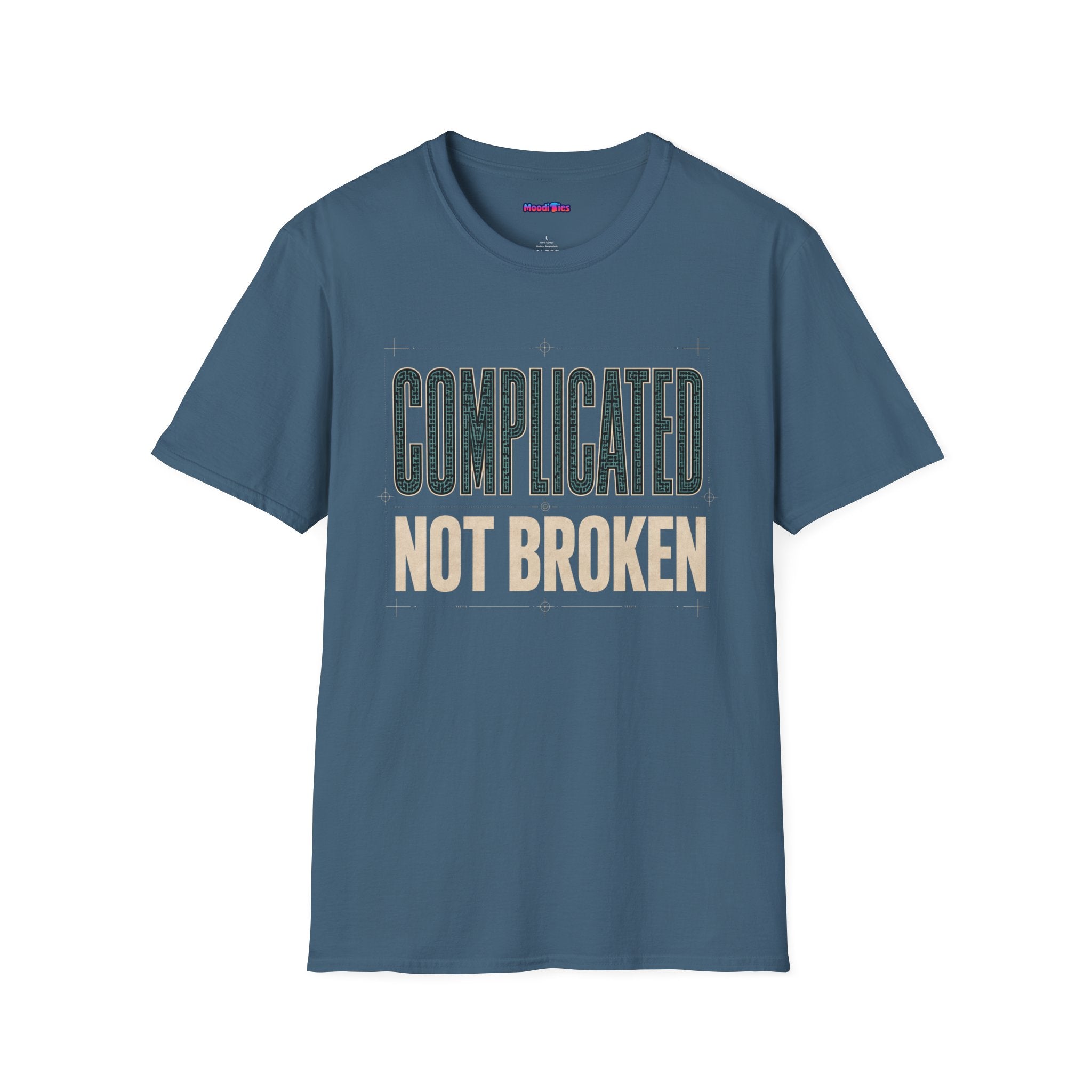 "Complicated, Not Broken" Maze Letters T‑Shirt