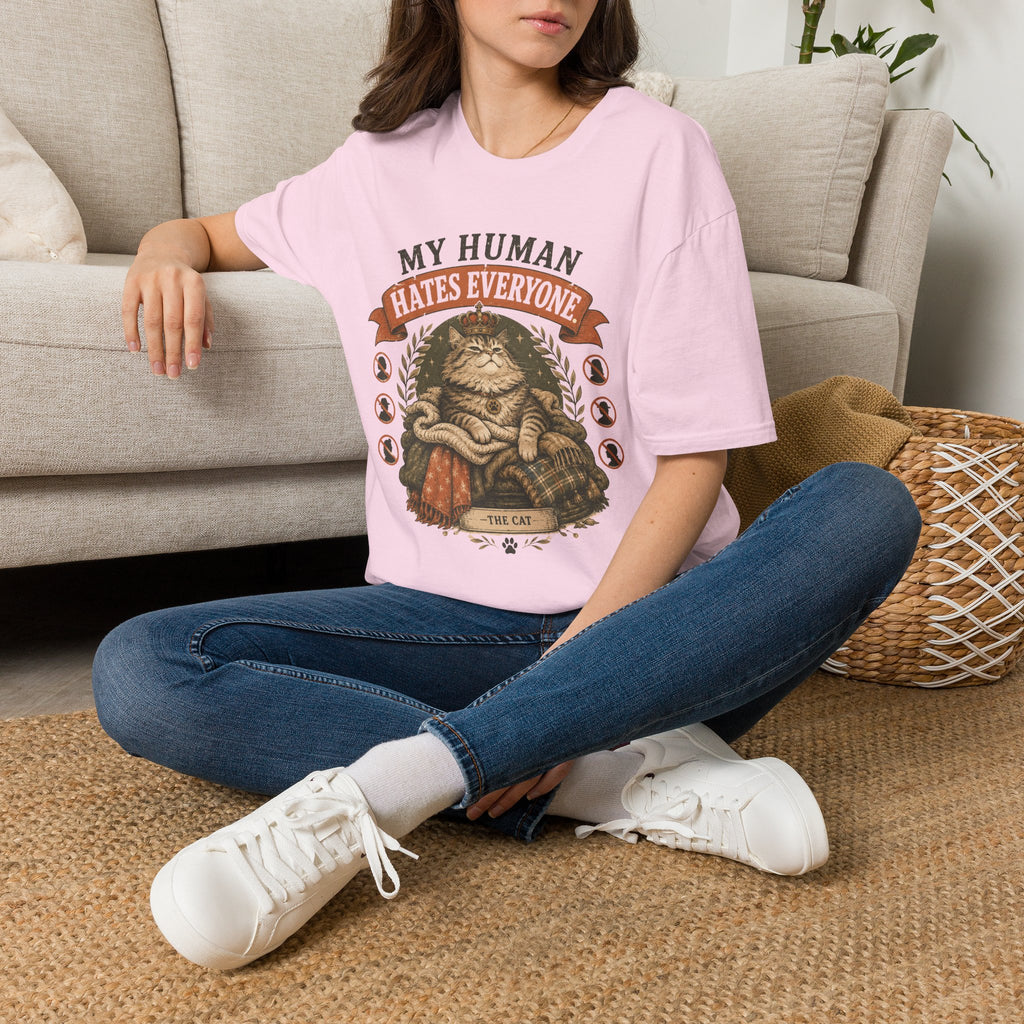 "My Human Hates Everyone." Smug Fat Cat T-Shirt