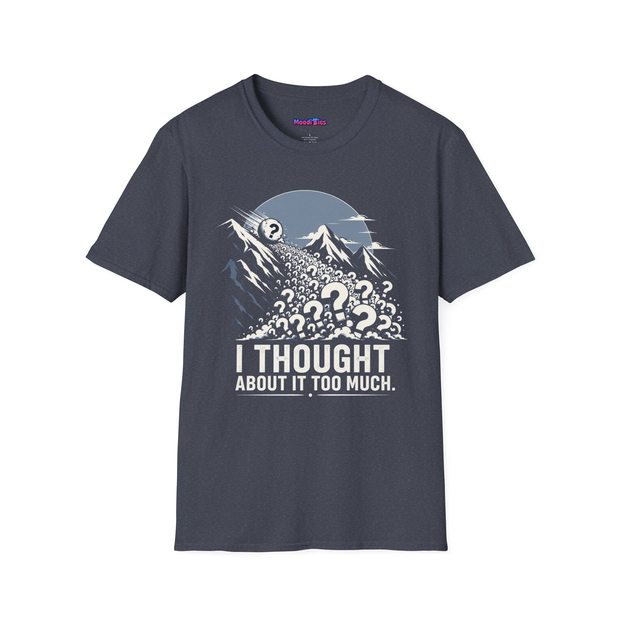 "I Thought About It Too Much" Question Mark Avalanche T-Shirt — Mountains Graphic Tee
