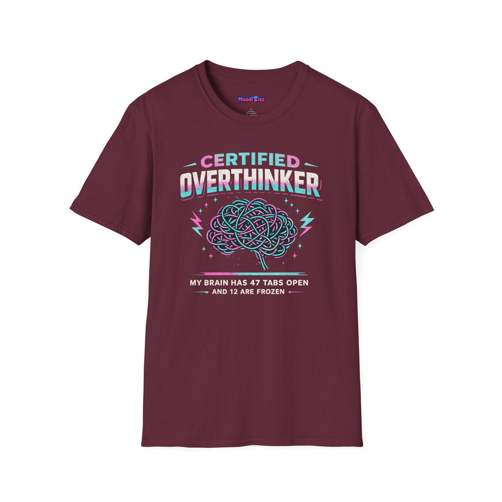 "Certified Overthinker" Retro Brain Graphic T-Shirt