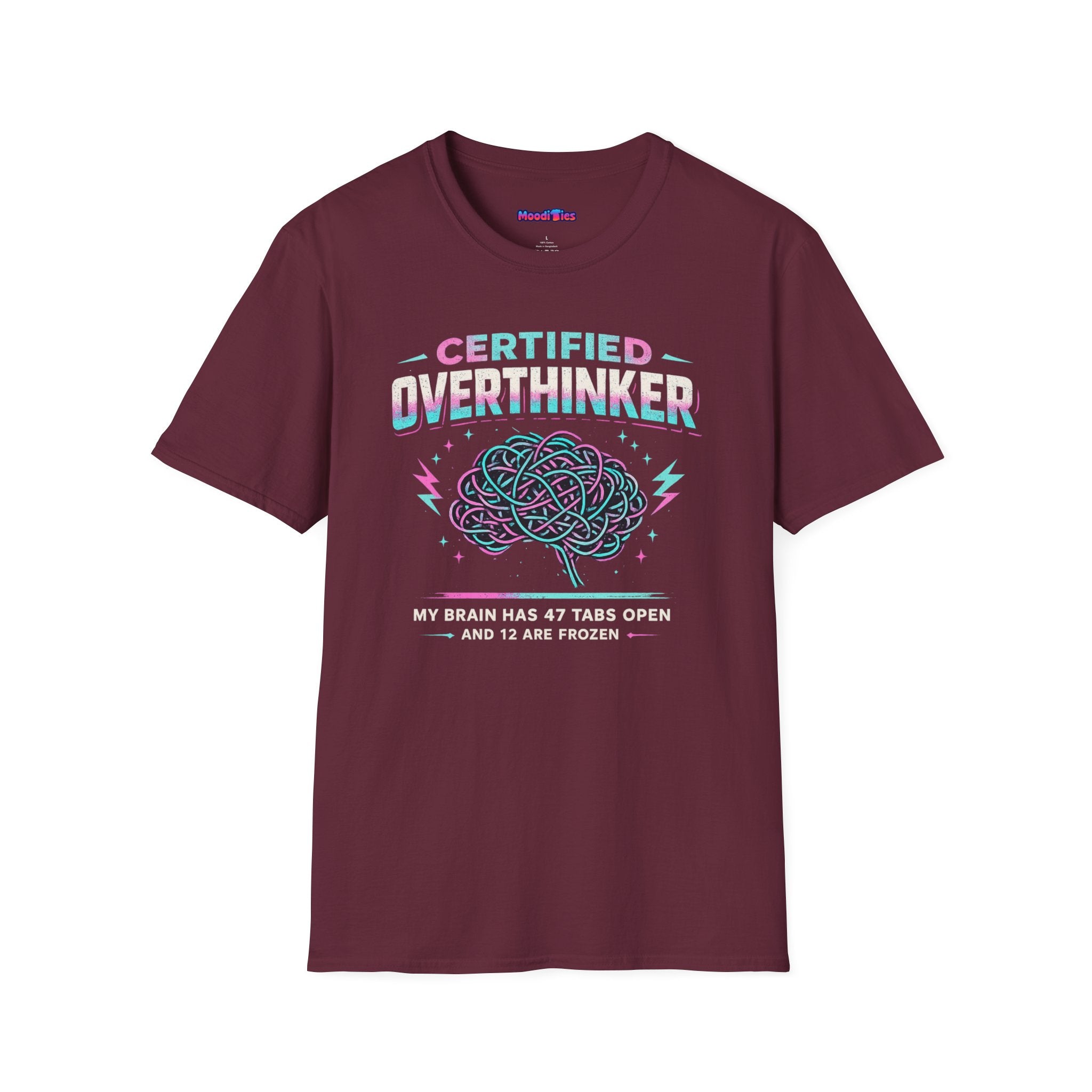 "Certified Overthinker" Retro Brain Graphic T-Shirt