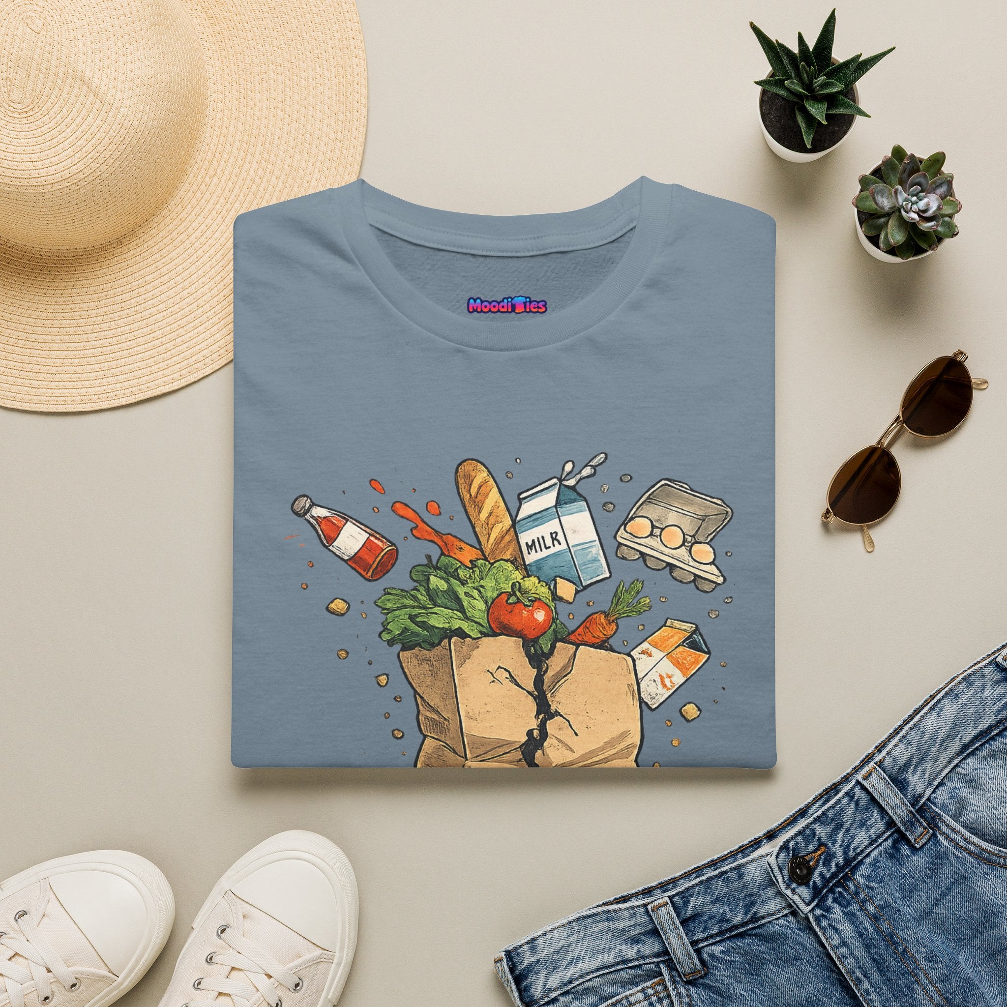 "One Mild Inconvenience Away" Exploding Grocery Bag T-Shirt