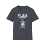 Text "Villain Origin Story" over a sad and mad raccoon being rained on by a tiny rain cloud over its head, with text "One Bad Day"underneath