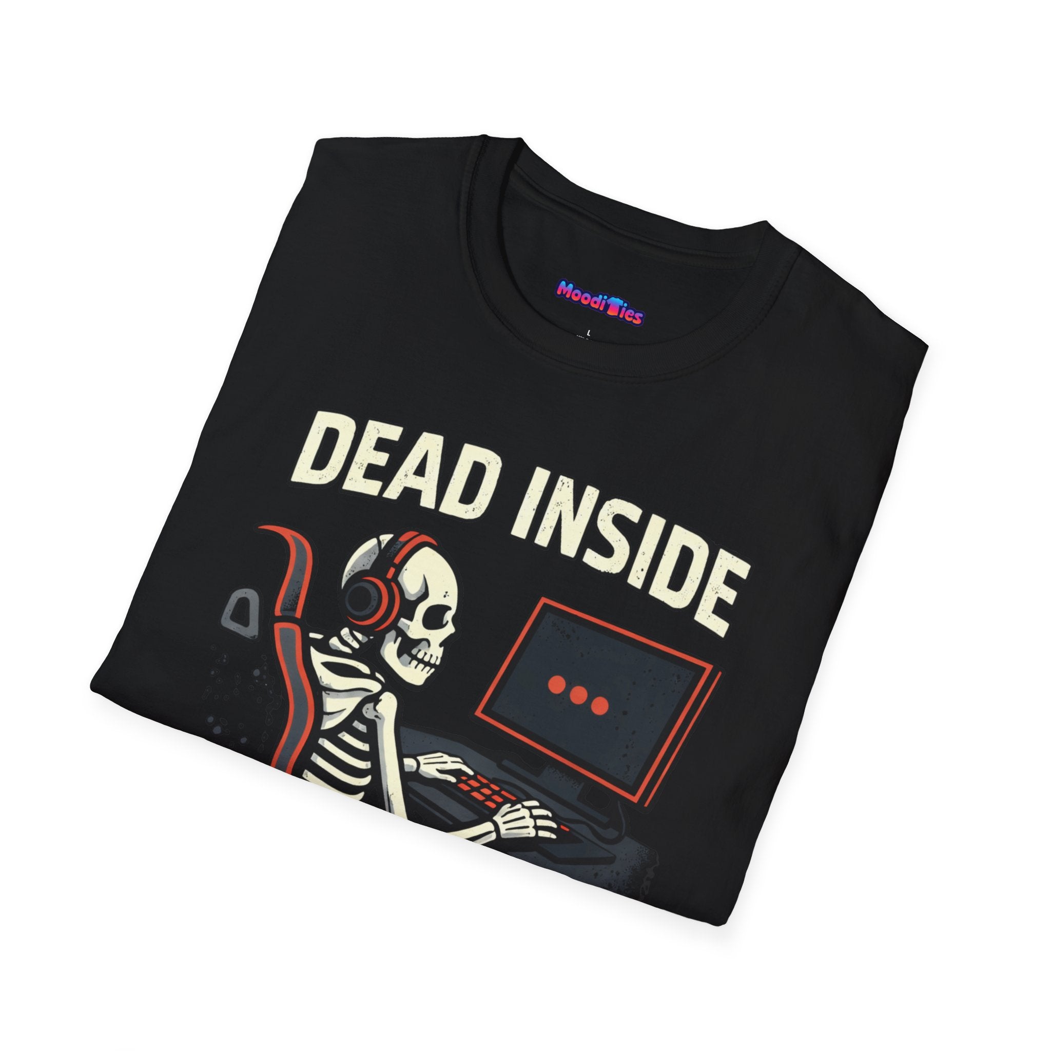 "Dead Inside, Still Queueing" Gaming Skeleton T-Shirt