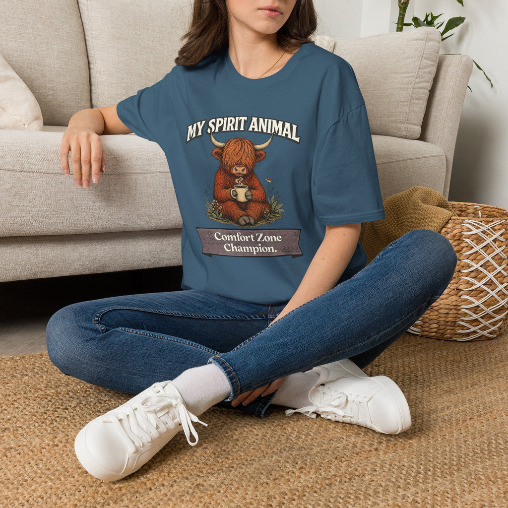 "My Spirit Animal: Highland Cow (Comfort Zone Champion)" T-Shirt