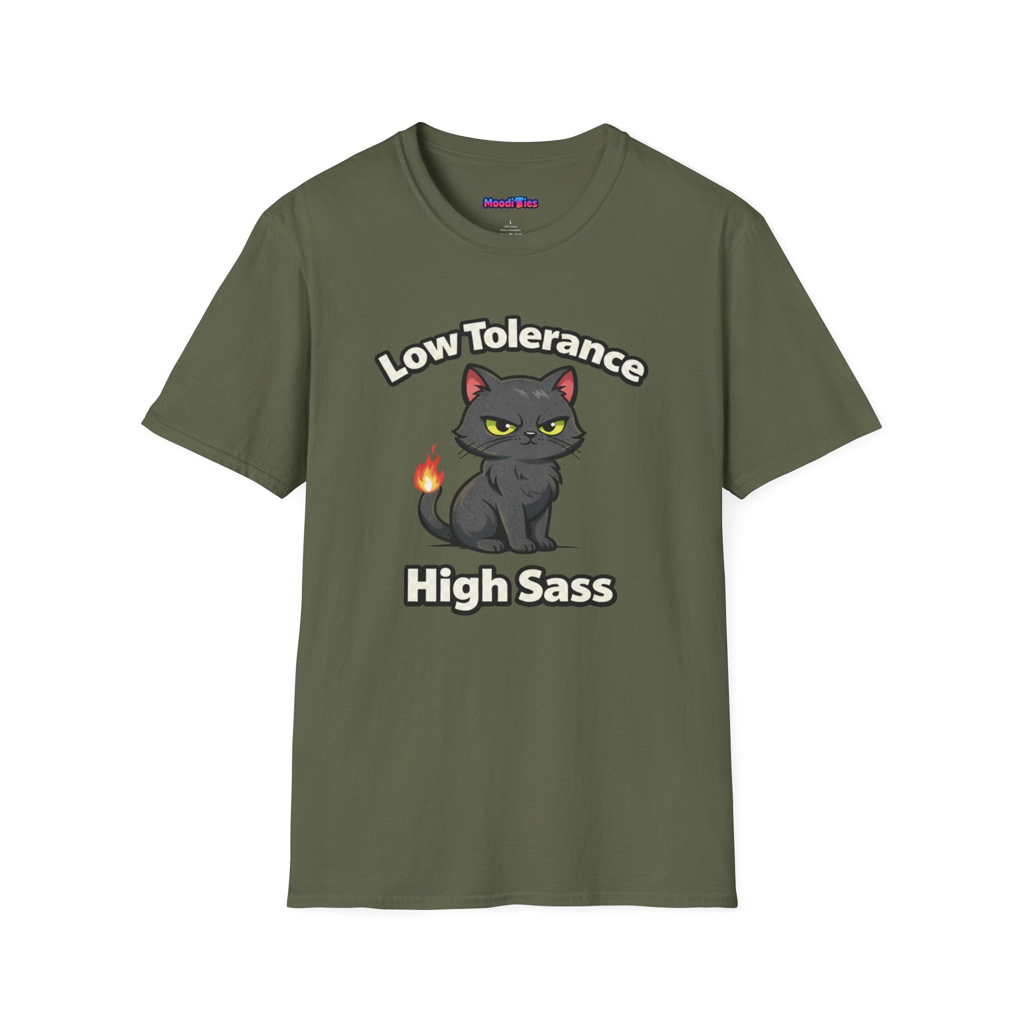 "Low Tolerance, High Sass" Black Cat T-Shirt