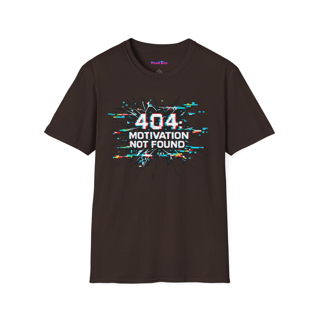 "404 Motivation Not Found" Glitch Gamer Humor T-Shirt