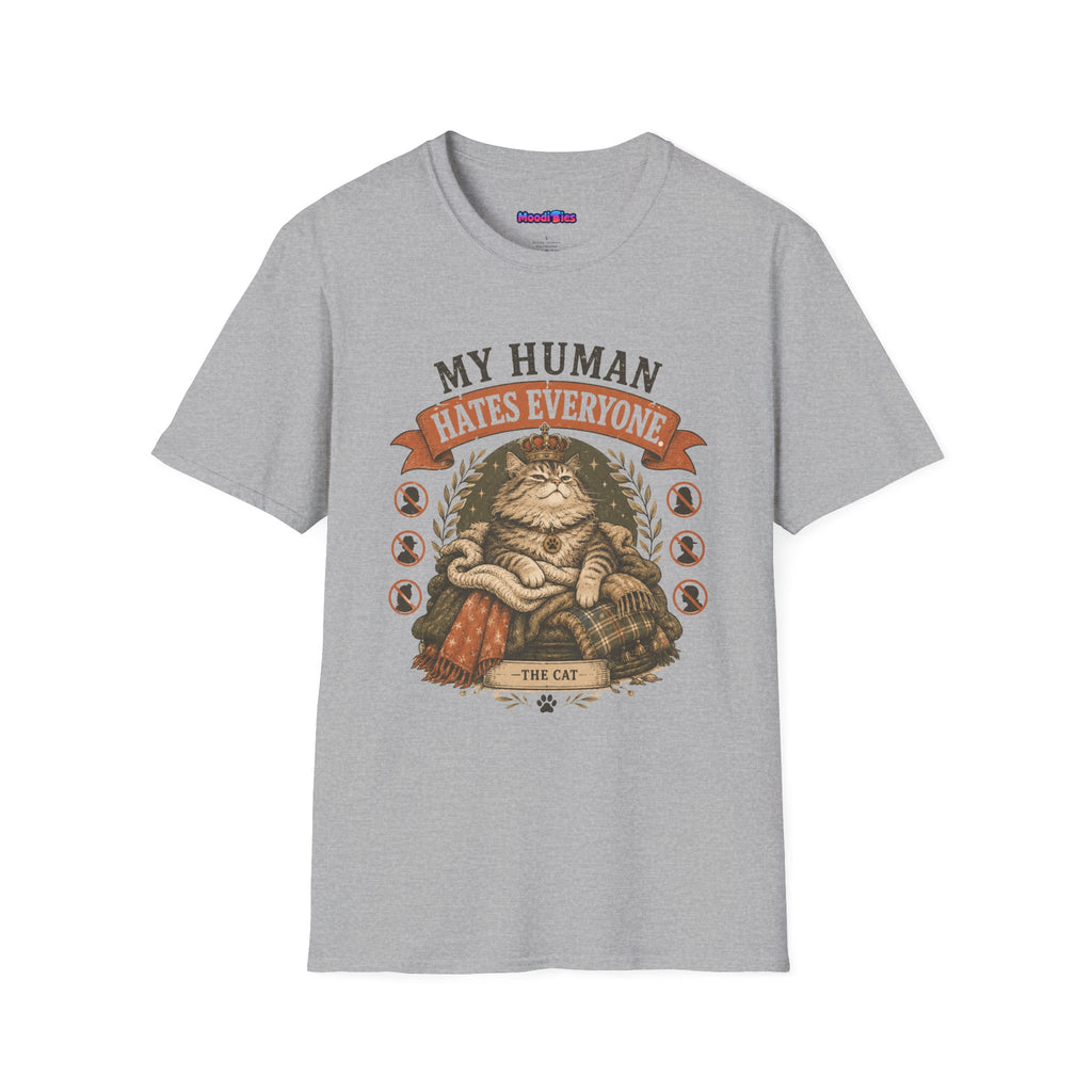 "My Human Hates Everyone." Smug Fat Cat T-Shirt