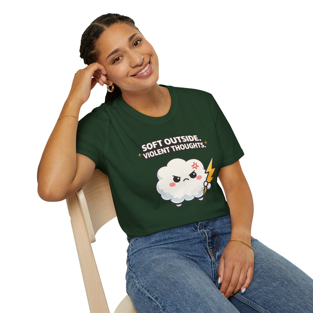 "Soft Outside. Violent Thoughts" Angry Cloud T-Shirt