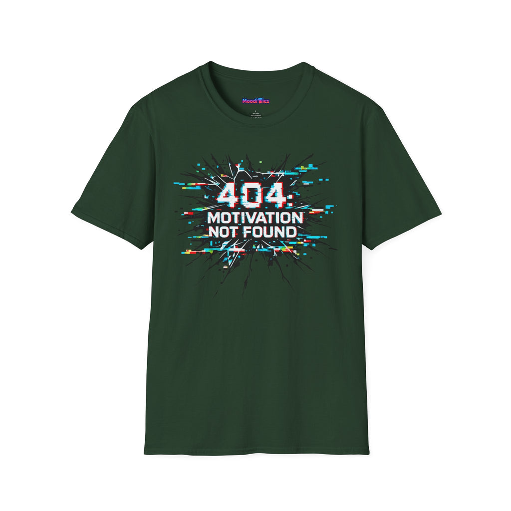 "404 Motivation Not Found" Glitch Gamer Humor T-Shirt