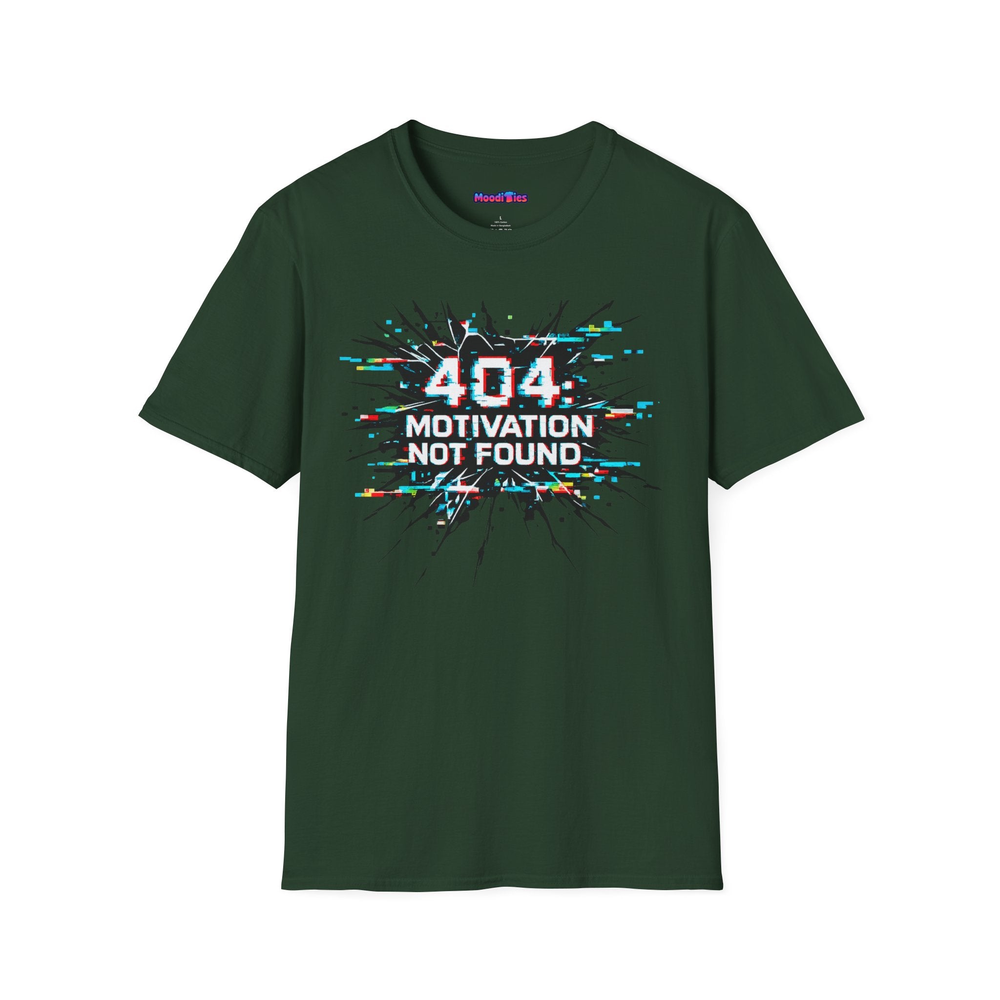 "404 Motivation Not Found" Glitch Gamer Humor T-Shirt