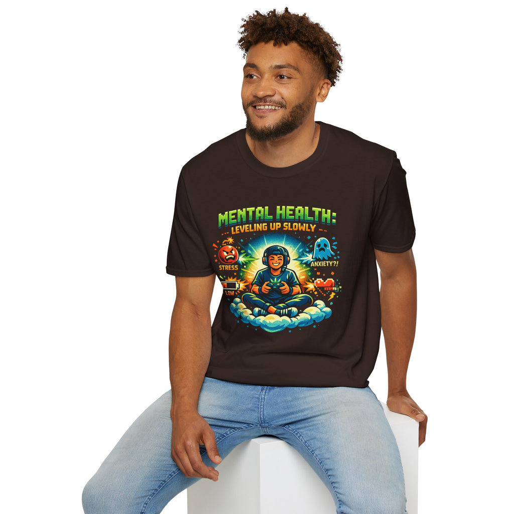 "Mental Health: Leveling Up Slowly" Retro Gamer T-Shirt