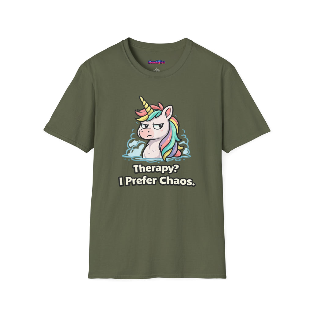 "Therapy? I Prefer Chaos." Unicorn T-Shirt